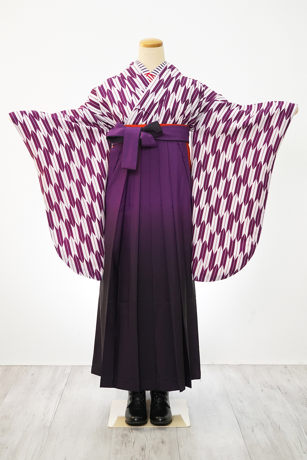 卒業式袴フルセット｜紫色・矢絣 2S034