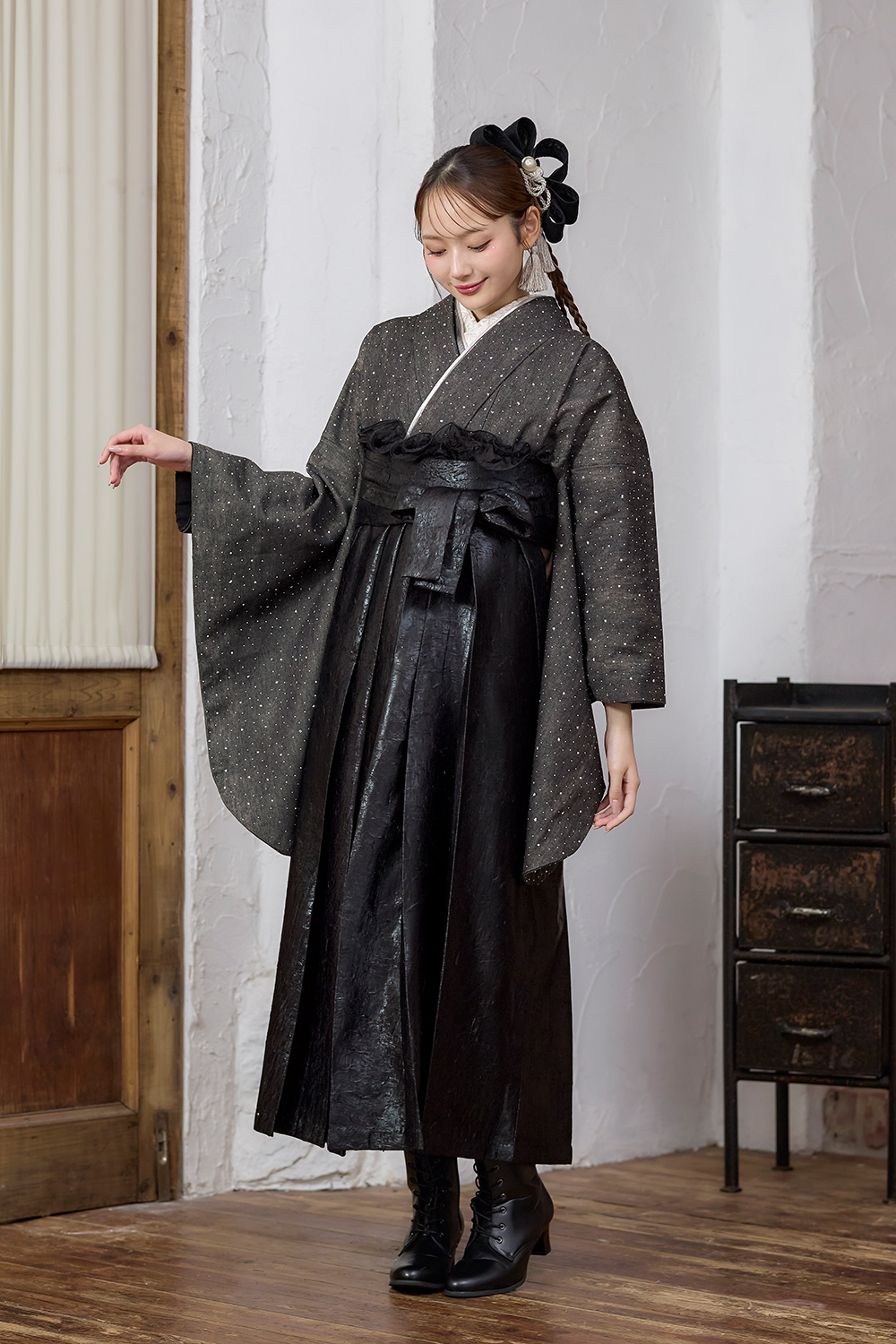 卒業式袴フルセット｜Kalanchoe(カランコエ)デニム生地スワロ付 2S223