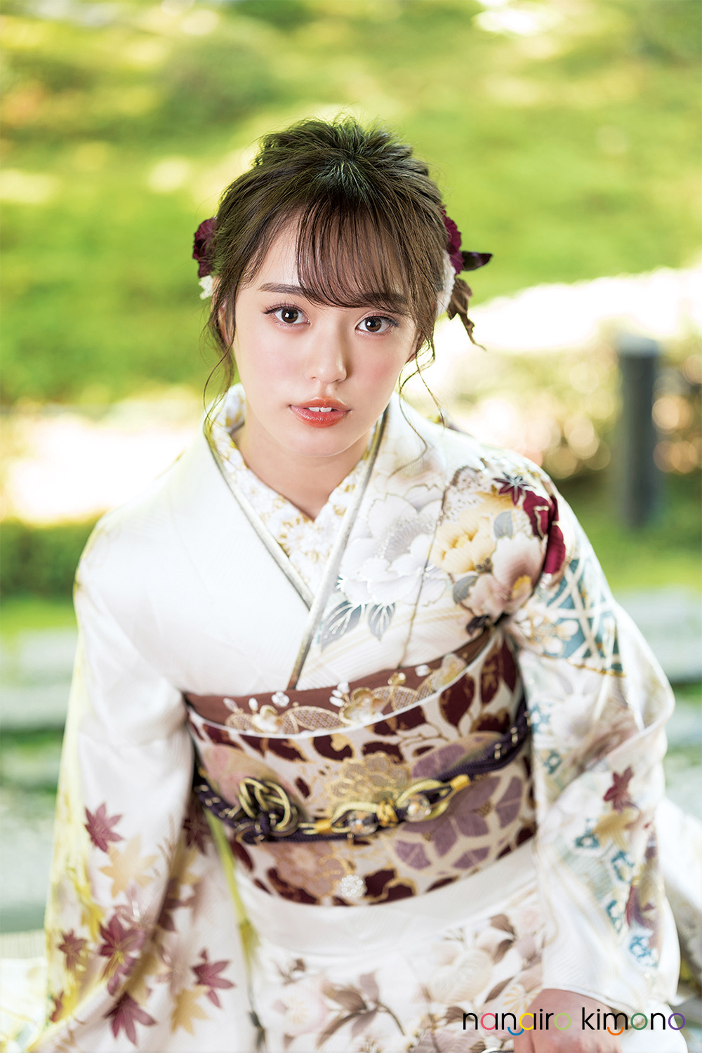 成人式振袖フルセット｜白色・古典花模様 F200｜ナナイロキモノウェブ