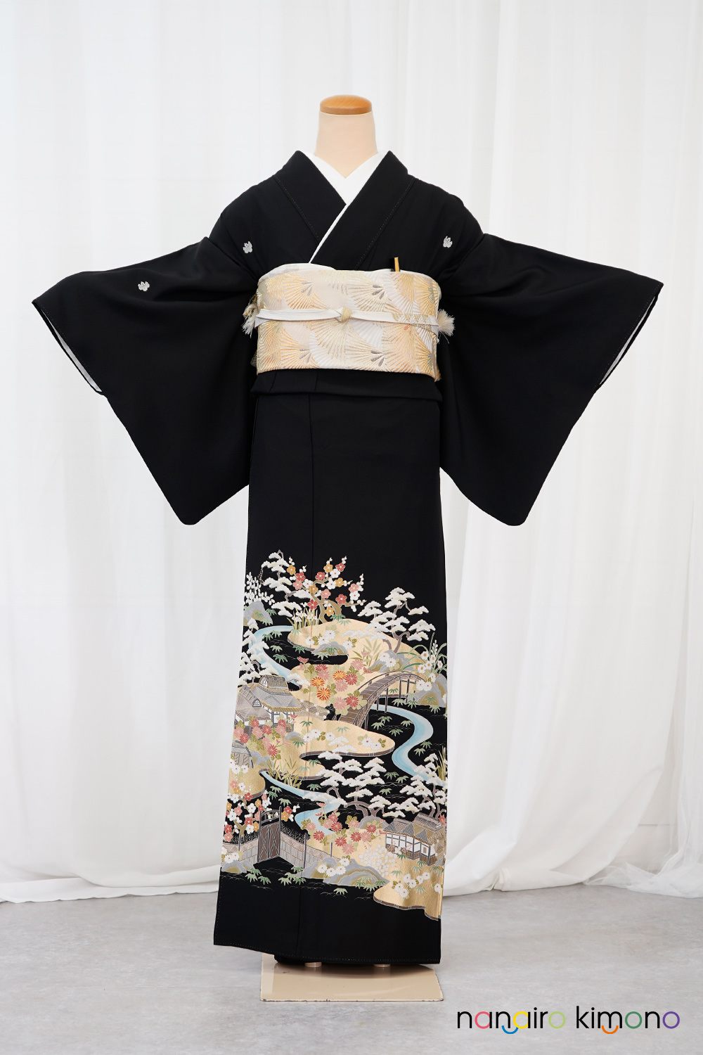 黒留袖フルセット｜新作 四季草花模様 KT017｜ナナイロキモノウェブ