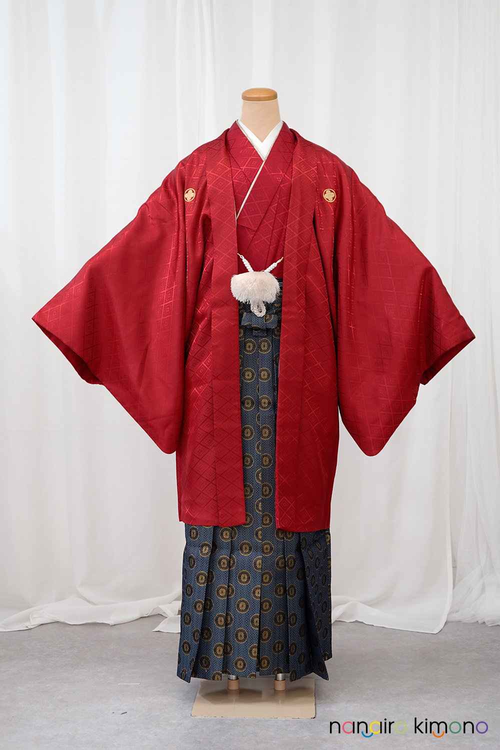 男子着物　袴付 男性紋付袴フルセット｜成人式・卒業式 OKMN003｜ナナイロキモノウェブ